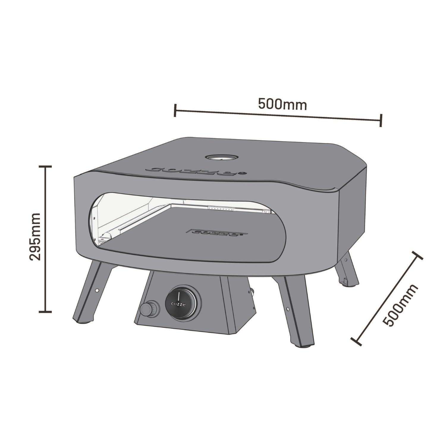 COZZE Mini Pizzaofen Gas 13 Zoll - Kompakter Pizza Ofen Gas Outdoor (50mbar) - Tisch Pizzaofen mit Regulator für kleine Pizzen