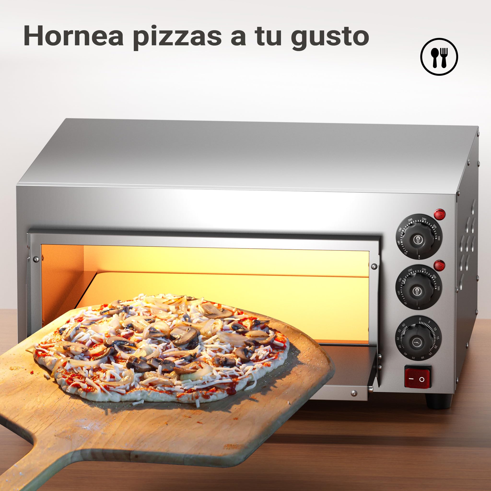 Pizza-Backofen 2000W mit Cordierit Stein für Pizza wie aus dem Steinofen Pizzaofen Backofen Gastro